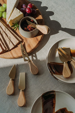 Cheese knife set with wooden handle (6 pieces) - Ost