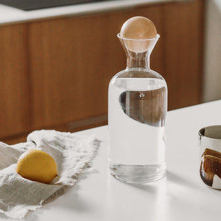 Clear Glass Carafe with Wooden Ball Lid 1L
