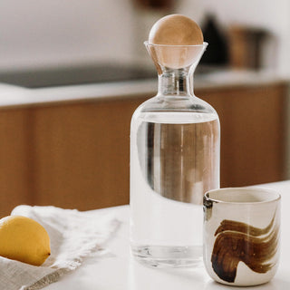 Clear Glass Carafe with Wooden Ball Lid 1L