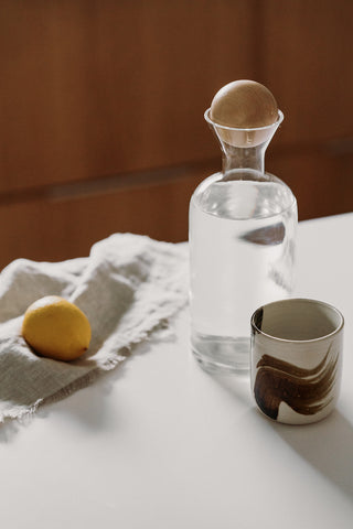 Clear Glass Carafe with Wooden Ball Lid 1L