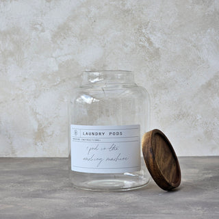 Laundry Glass Jar With Wooden Lid 2.0L - Klesvask