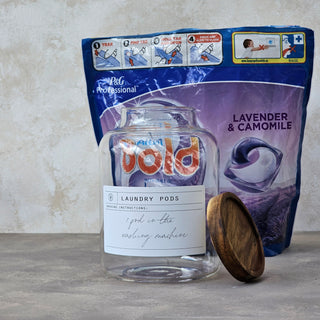 Laundry Glass Jar With Wooden Lid 2.0L - Klesvask