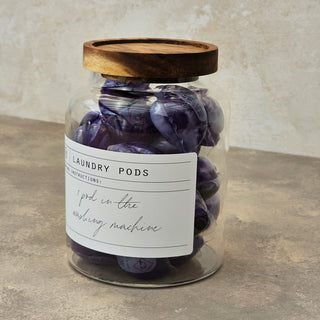 Laundry Glass Jar With Wooden Lid 2.0L - Klesvask