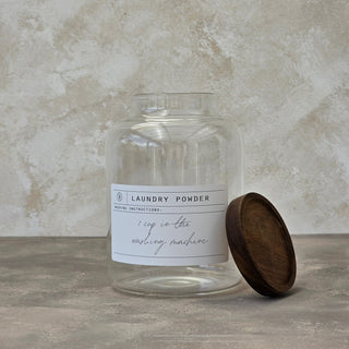 Laundry Glass Jar With Wooden Lid 2.0L - Klesvask