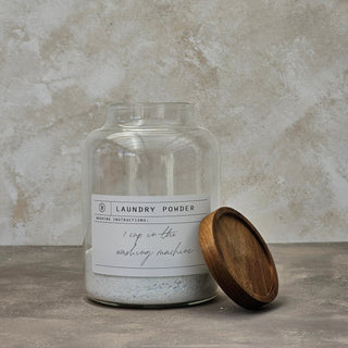 Laundry Glass Jar With Wooden Lid 2.0L - Klesvask