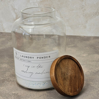 Laundry Glass Jar With Wooden Lid 2.0L - Klesvask