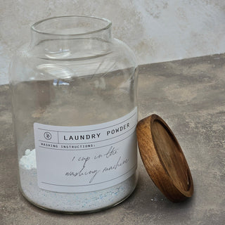 Laundry Glass Jar With Wooden Lid 2.0L - Klesvask
