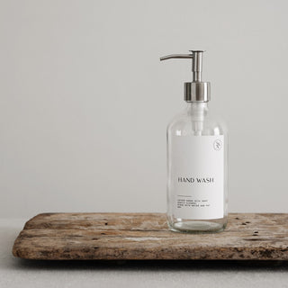 clear 500 ml glass pump bottle set with metal pump lids