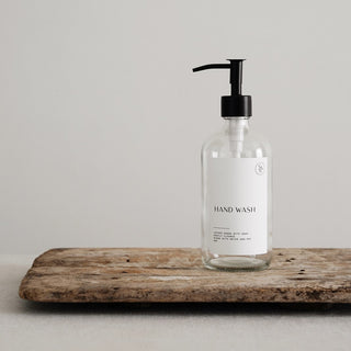 clear 500 ml glass pump bottle set with metal pump lids