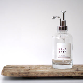 Hand Soap and Dish Soap Clear Glass Bottles With Silver Pump Lid 500ml - Hanker