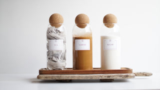 Set of 3 Tea Coffee Sugar Glass Canisters with Cork Ball Lid - So At Nature