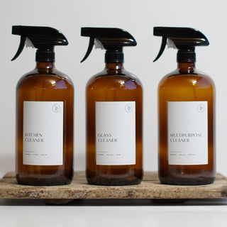 Kitchen Cleaning Set - Amber 1L Glass Cleaner, Kitchen Cleaner, Multipurpose Cleaner