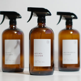 Kitchen Cleaning Set - Amber 1L Glass Cleaner, Kitchen Cleaner, Multipurpose Cleaner