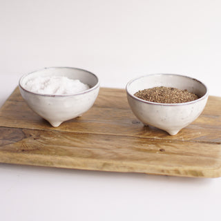 Large White Footed Pinch Pots