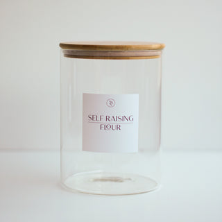 3.2L Wide Mouth Glass Jar With Bamboo Lid Baking Pantry Storage Jar