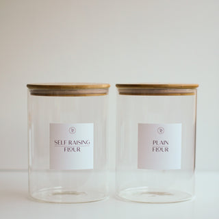 3.2L Wide Mouth Glass Jar With Bamboo Lid Baking Pantry Storage Jar