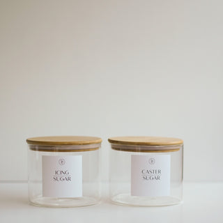 2.0L Wide Mouth Glass Jar With Bamboo Lid Baking Pantry Storage Jar