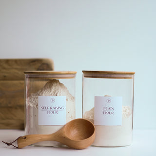 3.2L Wide Mouth Glass Jar With Bamboo Lid Baking Pantry Storage Jar