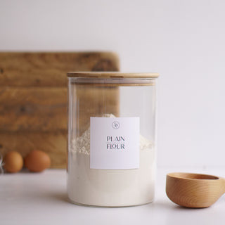 3.2L Wide Mouth Glass Jar With Bamboo Lid Baking Pantry Storage Jar