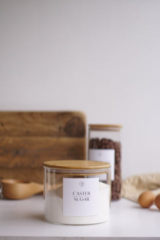 2.0L Wide Mouth Glass Jar With Bamboo Lid Baking Pantry Storage Jar