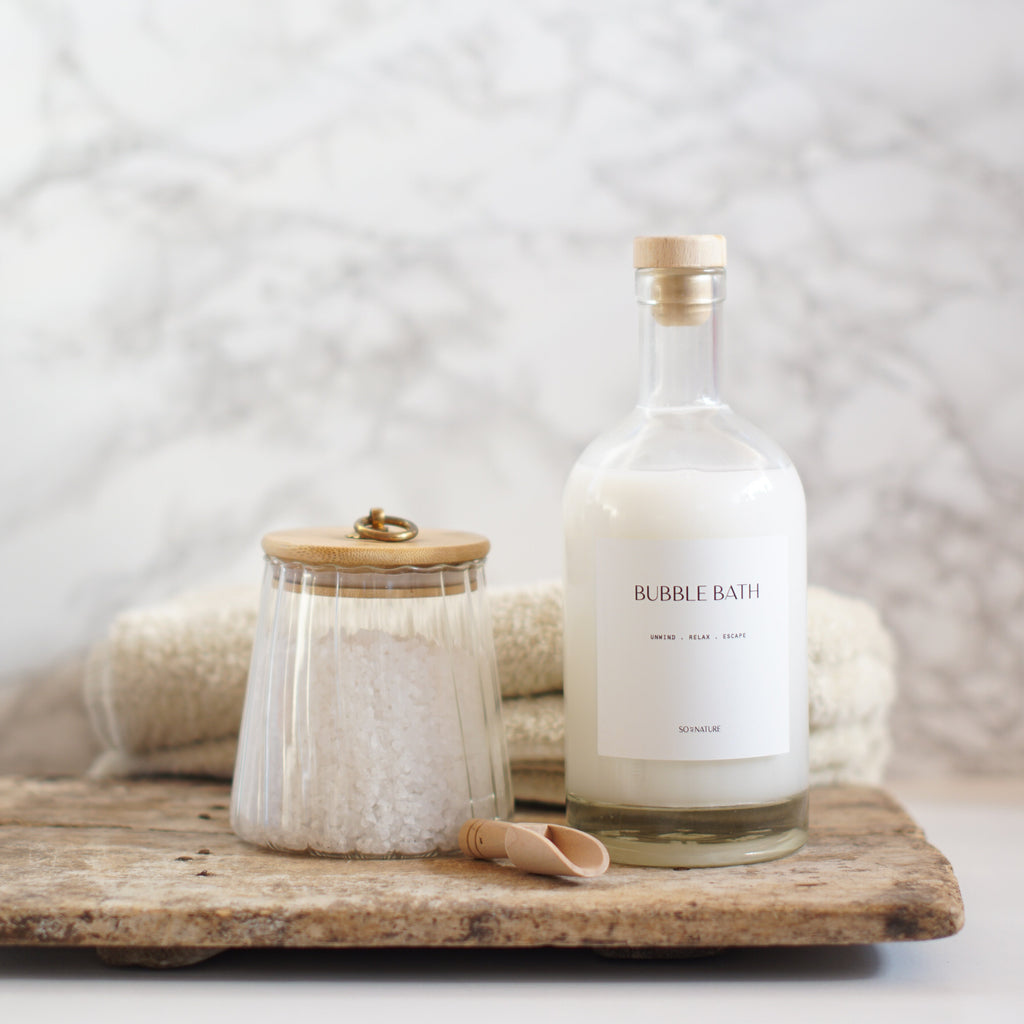 Bubble Bath and Bath Salt Straight Edge Jar Set – So At Nature