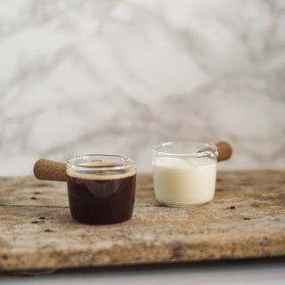 Glass Liquid Dressing Saucer with Wooden Handle