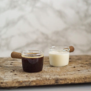 Glass Liquid Dressing Saucer with Wooden Handle