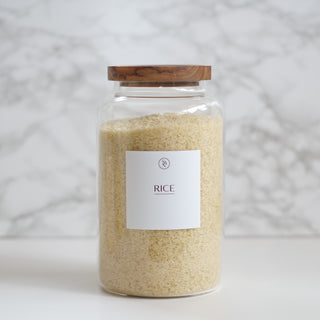 Premium Glass Pantry Storage Jars with Acacia Lids - Custom Labels