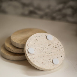 travertine coaster with anti slip protection