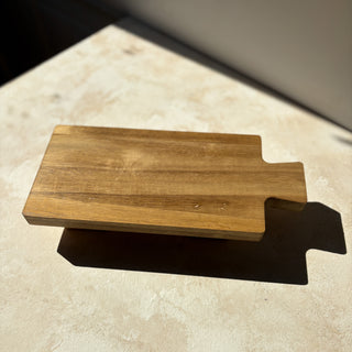 Glass Amber Bottles and Wooden Footed Board Set