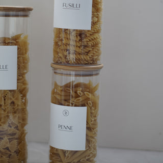 4 Piece Pasta Pantry Set - Airtight Jars with Waterproof Labels