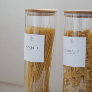 4 Piece Pasta Pantry Set - Airtight Jars with Waterproof Labels
