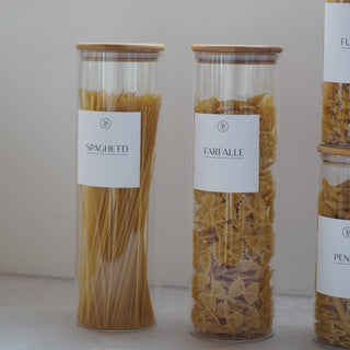 4 Piece Pasta Pantry Set - Airtight Jars with Waterproof Labels