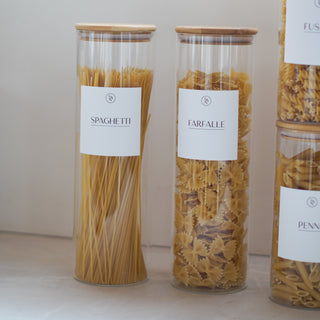 4 Piece Pasta Pantry Set - Airtight Jars with Waterproof Labels