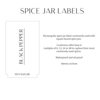 Spice Jar Labels - Customisable Set of 12, 24 or 50 - So At Nature