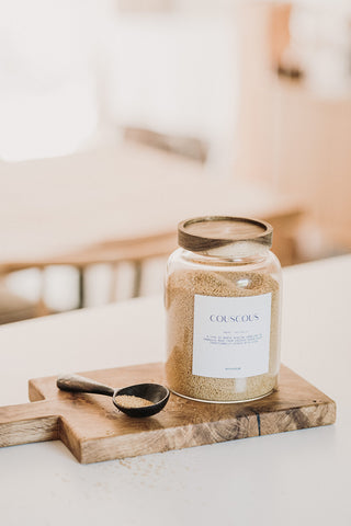 acacia jar with airtight lid and waterproof label