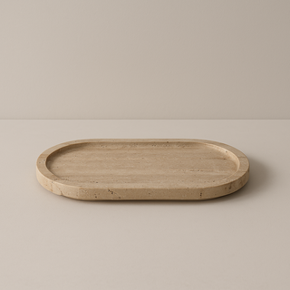 Natural Travertine Tray – 28 x 14cm | Waterproof & Heatproof Stone Display - So At Nature