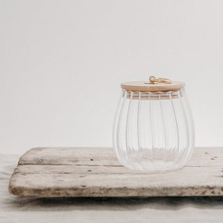 500ml Reeded Glass Jar With Bamboo Lid