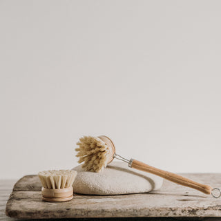 Wooden Natural Fibre Dish Brush With Replacement Head - Kenna