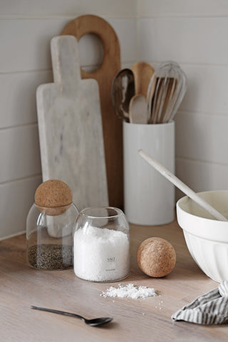 Salt and Pepper Pinch Jars with Cork Ball Lid