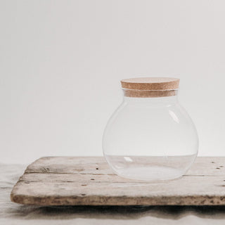 Globe Glass Jar with Cork Lid and Wooden Scoop