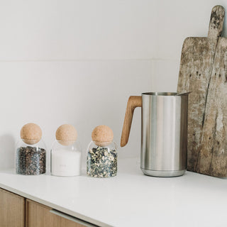 Glass Jar with Cork Ball Lid
