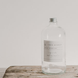1L Glass Laundry Bottle With Silver Lid - Pesula