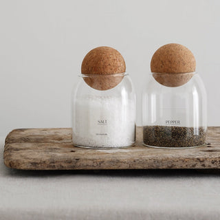 Salt and Pepper Pinch Jars with Cork Ball Lid