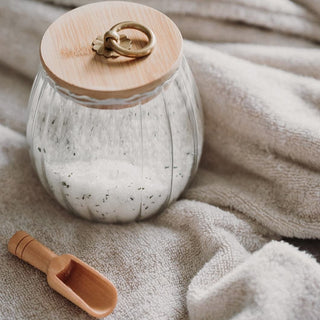 Reeded Bathroom Salt Jar With Wooden Scoop