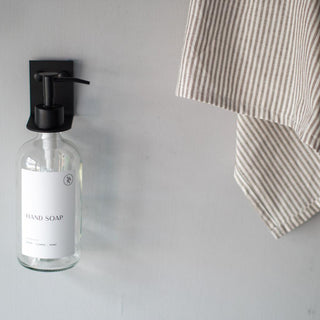 Luxury 500ml Glass Bottle Set with Wall Mount, Pot Brush and Ceramic Dish