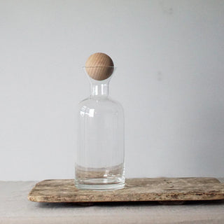 Clear Glass Carafe with Wooden Ball Lid 1L