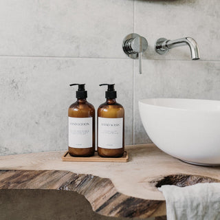 Amber 500ml Glass Soap Dispenser Bottle