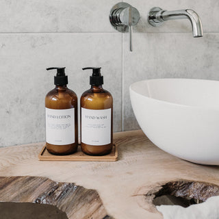 Duo Amber Glass Soap Dispenser Bottles 500ml