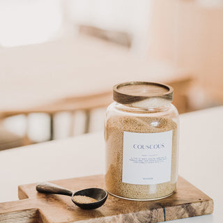 Premium Glass Pantry Storage Jars with Acacia Lids - Custom Labels